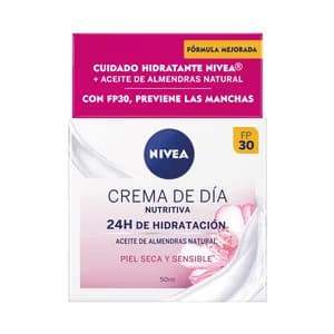 NIVEA Crema facial de día nutritiva, con FPs 30, para pieles secas y sensibles 50 ml.