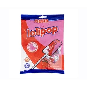 FIESTA LOLIPOP Caramelos blandos con palo masticables fresa 7 uds. x 11,5 g.