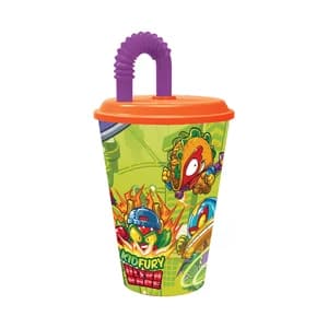 Vaso infantil con tapa y pajita diseño SuperZings, 0,4 litros, STOR.
