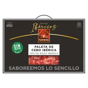 NAVIDUL Maletín con 10 sobres de 70 g. de paleta de cebo ibérica (50% raza ibérica), cortada en lonchas.