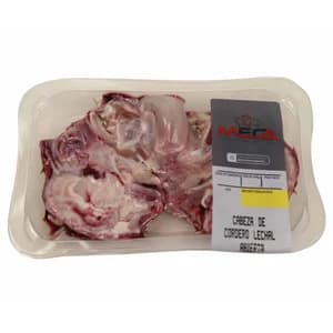 Bandeja con cabeza abierta de cordero lechal MECA