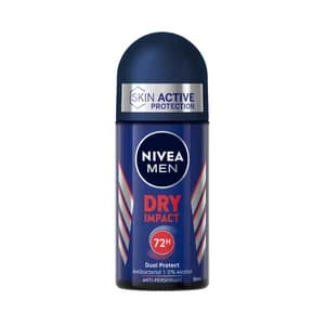 NIVEA Men dry impact Desodorante roll on para hombre con protección anti transpirante hasta 72 horas 50 ml.
