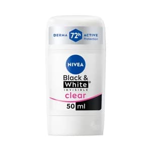 NIVEA Black & white invisible clean Desodorante en stick para mujer, antitranspirante 72 horas 50 ml.
