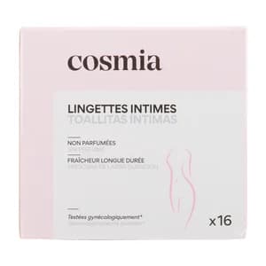 COSMIA Toallitas íntimas sin perfume y acción calmante 16 uds.