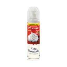 PASCUAL Nata montada azucarada en spray , con dosificador especial para reposteria PASCUAL 250 g.