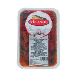 VICASOL Pimientos asados rojos y verdes 350 g.