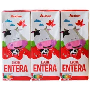AUCHAN Leche mini entera 6 x 200 ml Producto Alcampo.
