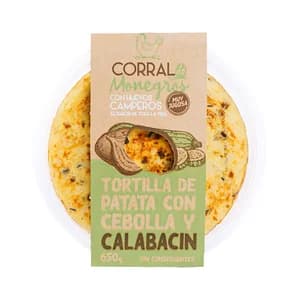 CORRAL DE MONEGROS Tortilla fresca de patatas con cebolla y calabacín CORRAL DE MONEGROS 650 g.