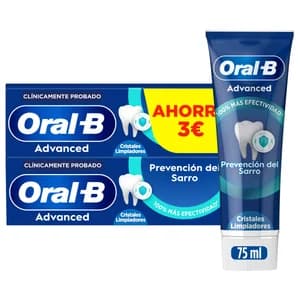 ORAL-B Advanced cristales limpiadores Pasta de dientes para el control del sarro, sabor hierbabuena 2 x 75 ml.