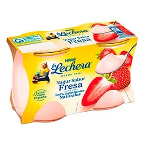 LA LECHERA Yogur cremoso con sabor a fresa elaborado con leche entera de origen España de Nestlé 2 x 125 g.