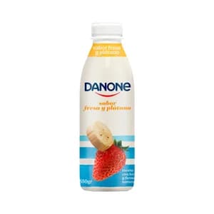 DANONE Yogur líquido para beber con sabor a fresa y platáno 550 g.
