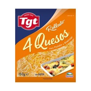 TGT Queso rallado mezcla 4 quesos, para fundir y gratinar 150 g.