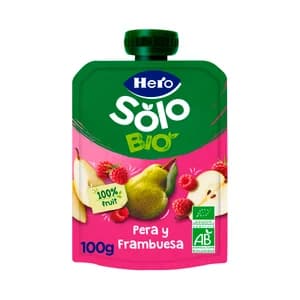 HERO Solo Bio Bolsita de pera y frambuesa ecológicas, a partir de 4 meses 100 g.