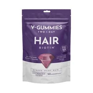V-GUMMIES Hair Complemento nutricional sin edulcorantes, con biotina y sabor a frutos rojos 50 uds.