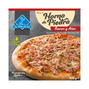 LA NIÑA DEL SUR Pizza de bacón y atún hecha al horno de piedra 400 g.