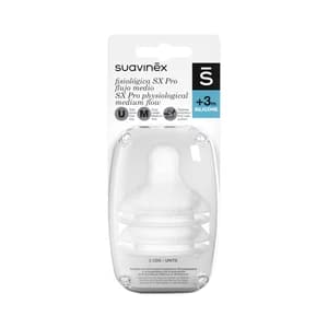SUAVINEX Tetinas fisiológicas SX Pro de silicona, M (flujo medio), a paritr de 3 meses SUAVINEX 2 uds.