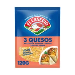 EL CASERÍO Queso rallado 3 quesos 100 % natural EL CASERIO 120 g.
