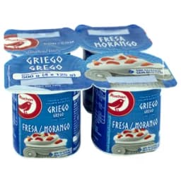 AUCHAN Yogur al estilo griego con pulpa de fresa 4 x 125 g. Producto Alcampo