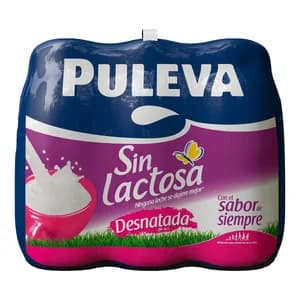 PULEVA Leche desnatada (0% materia grasa) de vaca, sin lactosa Mañanas ligeras 6 x 1l.
