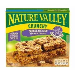 NATURE VALLEY Barra de cereal choco chip crunchy 5 uds 210 gr.