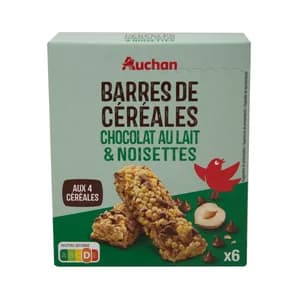 PRODUCTO ALCAMPO Barrita de cereales, con chocolate y avellanas pack 6 uds. x 21 g.