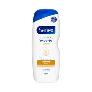SANEX Cuidado experto natural Gel nutritivo para baño o ducha, para pieles secas 600 ml.