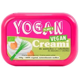 YOGAN Plant B Crema de almendras ecológicas con cebollino, para untar 150 g.