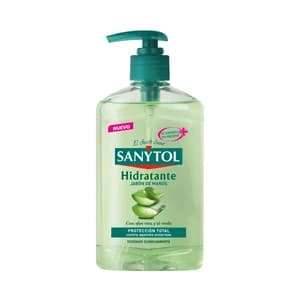 SANYTOL Jabón de manos líquido con aloe vera y té verde y acción hidratante 250 ml.