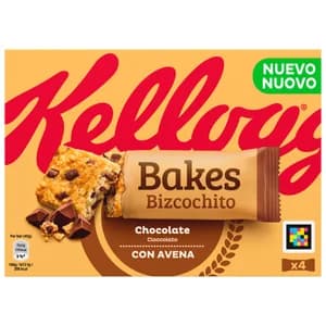 KELLOGG'S Barritas de trigo y avena, con pepitas de chocolate, vitaminas y hierro 4 x 45 g.