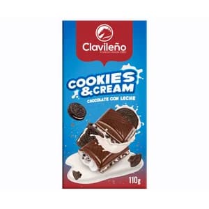 CLAVILEÑO Tableta de chocolate con leche relleno de cookies and cream 110 g