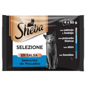 SHEBA Comida para gatos gelatina selección pescados 12 uds. x 100 g.