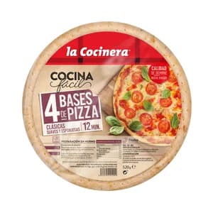 LA COCINERA Bases clásicas para pizzas suaves y esponjosas 4 x 130 g.