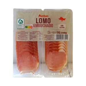 AUCHAN Lomo embuchado, sin gluten y cortado en lonchas 2 x 60 g. Producto Alcampo