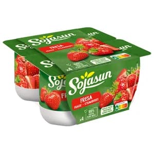 SOJASUN Especialidad de soja con trocitos de fresas 4 x 100 g.