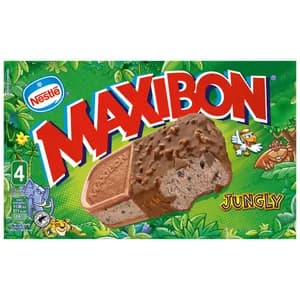 MAXIBON Jungly de Nestlé Sándwich de helado de chocolate con trozos de galletas de chocolate 4 x 140 ml.