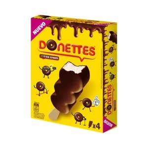 DONETTES Bombón helado de chcolate y nata 4 x 85 ml.