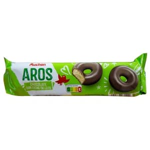 PRODUCTO ALCAMPO Galletas en forma de aro recubiertas de chocolate con leche 128 g.