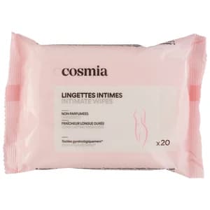 COSMIA Toallitas para la higiene íntima, sin perfume y con extracto de hamamelis 20 uds.