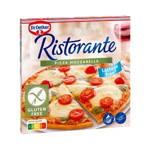 DR. OETKER Pizza sin gluten, con salsa de tomate, mozzarella y albahaca Ristorante 370 g.