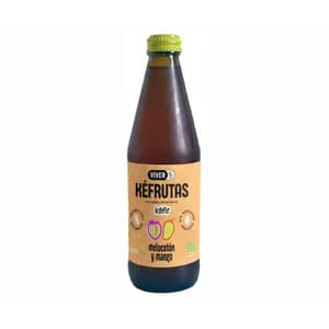 VIVER Kéfrutas Bebida ecológica fermentada con probióticos, sabor a melocotón y mango 330 ml.