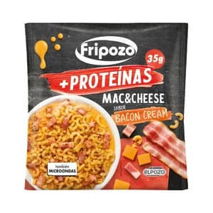 FRIPOZO Macarrones con queso con alto contenido en proteinas y sabor bacon cream 300 g.