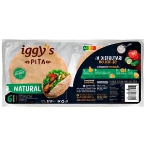 IGGY"S Pan de Pita natural, apto para veganos 6 uds.