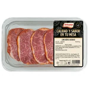 EMCESA Filetes de cinta de lomo de cerdo ibérico adobado 200 g.