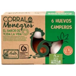 CORRAL DE MONEGROS Huevos de gallinas camperas frescos clases M y L y cat. A 6 uds.