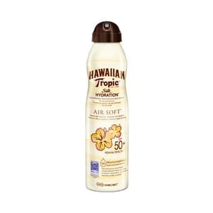 HAWAIIAN TROPIC Silk hydration Protector solar en spray continuo, con textura bruma ultra ligera no grasa y FPS 50 (muy alta) 220 ml.