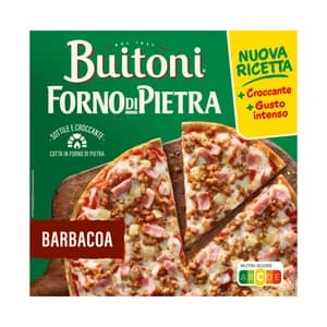 BUITONI Forno di pietra Pizza con carne, bacon, salsa barbacoa y masa fina y crujiente 330 g.