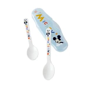 Lote de 2 cucharas de viaje de color azul, MICKEY MOUSE.