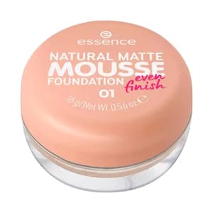 ESSENCE Natural matte mousse tono 01 Base de maquillaje mousse, cobertura media, aspecto mate natural.