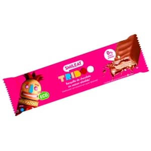 SMILEAT Triboo eco Barrita de barquillo cubierto chocolate con leche, relleno cacao ecológico 40 g.