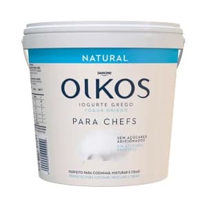 OIKOS Yogur griego natural sin azúcares añadios, especial para cocinar y mezcla de Danone 900 g.